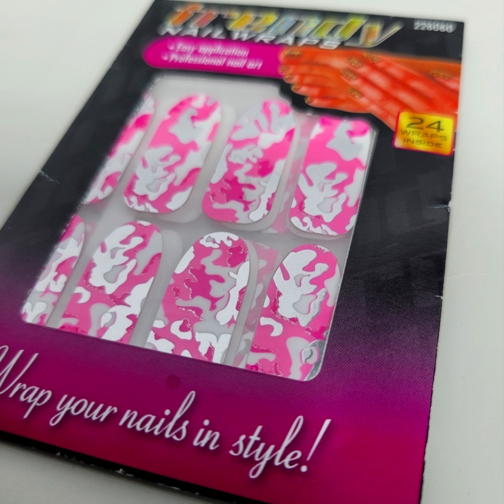 Trendy Nail Wraps 24 Count Pink Camo